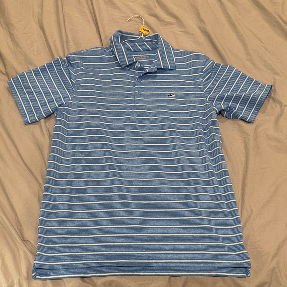 Vineyard Vines Blue and White Striped Polo Shirt